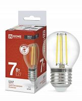 Лампа светодиодная LED-ШАР-deco 7Вт шар прозрачная 4000К нейтр. бел. E27 810лм 230В | код 4690612016337 | IN HOME