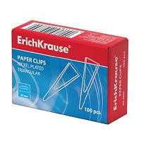 Скрепки ERICH KRAUSE. 25 мм. металлические. треугольные. 100 штук. в картонной коробке. 24869 | код 222324 | ERICH KRAUSE