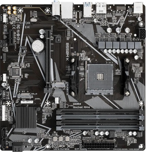 Материнская плата Gigabyte B550M K Soc-AM4 AMD B550 4xDDR4 mATX AC`97 8ch(7.1) GbLAN RAID+HDMI+DP | код 1896764 | GIGABYTE