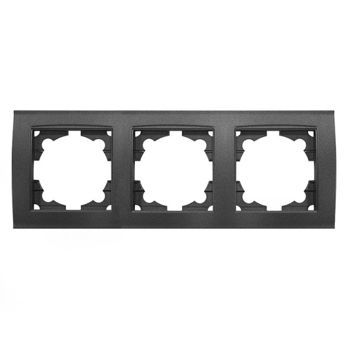 Рамка трехместная горизонтальная серия Бриллиант графит | код 7947489-Gr | Universal