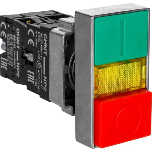 Двойная кнопка NP2-BW8465 1НО+1НЗ AC230В(LED) IP40 соответствует стандарту ROHS (CHINT) | код 574789 | CHINT