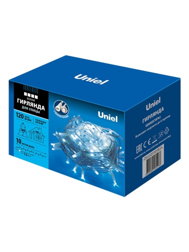 Гирлянда LED со статическим свечением ULD-S1000-120/SWK WHITE IP67 10м соедин. 120 диодов бел. свет провод бел. Uniel UL-00007204