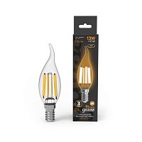 Лампа светодиодная филаментная Black Filament 13Вт свеча на ветру 2700К тепл. бел. E14 1100лм | код 104801113 | GAUSS