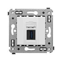 USB 3.0 розетка одинарная в стену, тип А-А, Avanti, Белое облако | код 4400303 | DKC