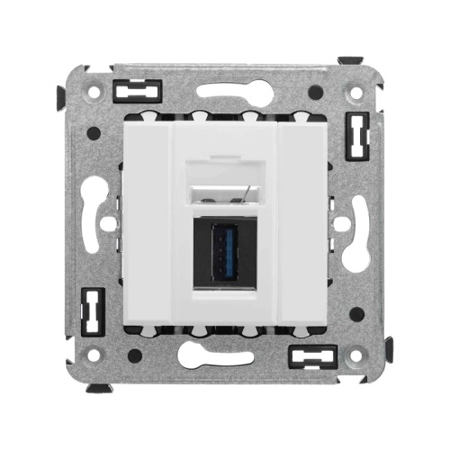 USB 3.0 розетка одинарная в стену, тип А-А, Avanti, Белое облако | код 4400303 | DKC