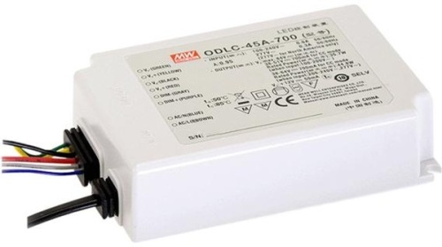 Источник питания AC-DC, 33.3Вт, вход 90…295В AC, 47…63Гц/125…417В DC, ККМ, выход 57…95В/350мА, изоляция 3750В AC, в кожухе 120х75х25, -20…+80С (корпус), DALI димминг | код ODLC-45-350DA | MeanWell