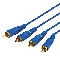 Шнур 4 RCA - 4 RCA, длина 5 метров, синий (GOLD) REXANT | код 17-0305-1 | REXANT