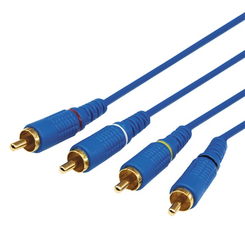 Шнур 4 RCA - 4 RCA, длина 5 метров, синий (GOLD) REXANT | код 17-0305-1 | REXANT