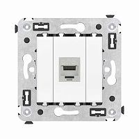 Компьютерная розетка RJ-45 без шторки в стену, кат.6A одинарная экранированная, Avanti, Белое облако | код 4400773 | DKC