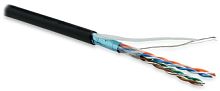 Кабель витая пара экранированная F/UTP категория 5e 4 пары (26 AWG) многожильный (patch) экран - фольга LSZH нг(С)-HF черный, Hyperline FUTP4-C5E-P26-IN-LSZH-BK-100 (100 м) | код 243626 | Hyperline
