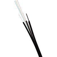 ВО кабель внешний FTTH Drop с тросом, плоский, FRP, PE, 2 волокна, SM G657, черный | код LAN-OFC-FOF2-S7-PE-T | LANMASTER