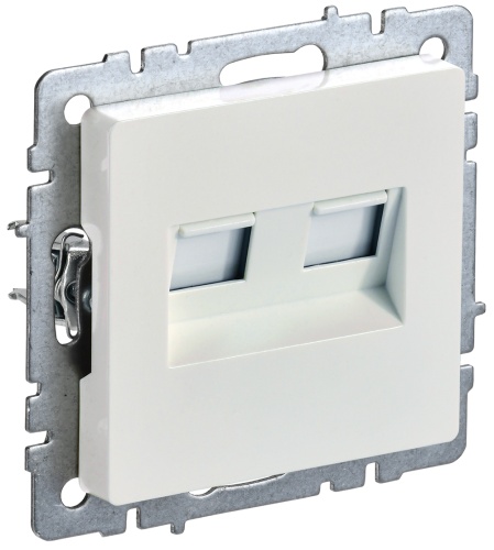 BRITE Розетка двойная RJ11+RJ45 кат.5E РК/Т12-БрЖ жемчуг | код BR-KT20-O-1-K36 | IEK