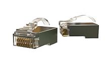 Hyperline PLEZ-8P8C-UA-C6-SH-100 Разъем легкой оконцовки RJ-45 (8P8C) под витую пару, язычек Arch, категория 6 (50 µ/ 50 микродюймов), экранированный, универсальный (для одножильного и многожильного кабеля) (100 шт.) | код 445732 | Hyperlin