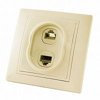 Розетка 2xRJ11+RJ45 Cat.5 ТАЙМЫР, бежевый | код. SQ1814-0123 | TDM