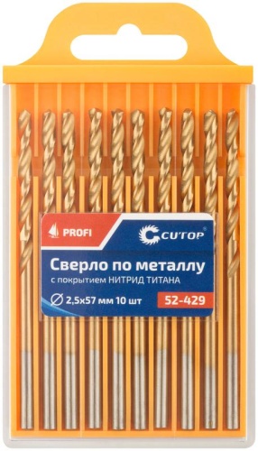 Сверло по металлу Cutop Profi с титановым покрытием, 2.5х57 мм (10 шт) | код 52-429 | FIT фото 3 Сверло по металлу Cutop Profi с титановым покрытием, 2.5х57 мм (10 шт) | код 52-429 | FIT фото 3