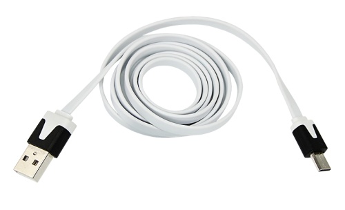 USB кабель универсальный microUSB шнур плоский 1 м белый | код 18-4274 | REXANT