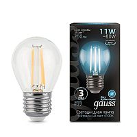 Лампа светодиодная филаментная Black Filament 11Вт шар 4100К E27 | Код. 105802211 | Gauss