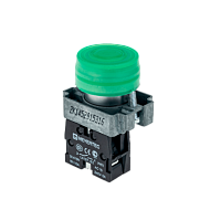 Кнопка в кожухе, зеленая, 1NO, мет. MTB2-BPZ113 | код 58161 | MEYERTEC