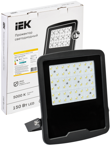 Прожектор светодиодный СДО 08-150 PRO 40х90град 5000К IP65 черный | код LPDO8-01-150-40-90-50-K02 | IEK фото 2