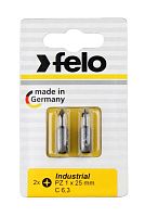 Бита крестовая PZ 2х25 серия Industrial (уп.2шт) в блистере Felo 02102036