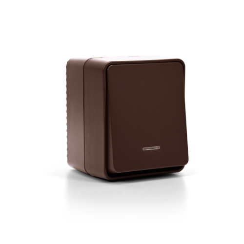 AtlasDesign PROFI IP54 О/У 1-клавишный ВЫКЛЮЧАТЕЛЬ с подсветкой 10 АХ, КОРИЧНЕВЫЙ | код ATN546013 | Systeme Electric