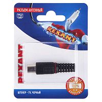 Разъем антенный на кабель штекер-TV черн. блист. | Код. 06-0013-A | Rexant