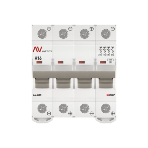 Выключатель автоматический AV-6 DC 4P 16A (K) 6kA EKF AVERES | код mcb6-DC-4-16K-av | EKF фото 5 Выключатель автоматический AV-6 DC 4P 16A (K) 6kA EKF AVERES | код mcb6-DC-4-16K-av | EKF фото 5