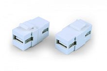 Вставка формата Keystone Jack с проходным адаптером USB 2 (Type A) ROHS белая, Hyperline KJ1-USB-A2-WH | код 247122 | Hyperline