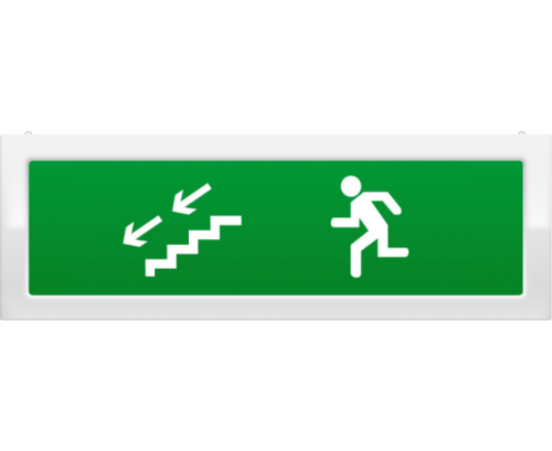 Молния-12 Человек по лестнице влево вниз зеленый фон. Оповещатель световой, 12В (Молния 12 ЧелЛстВлВн) | код. ц130399 | Вистл