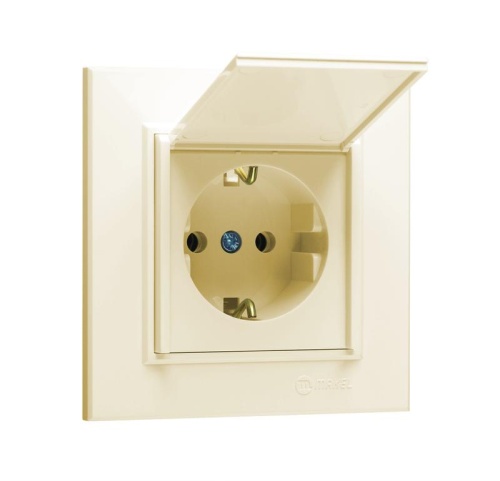 Розетка с/з и крышкой (Керамика) СП Karea 16А IP20 крем. Makel 56010009