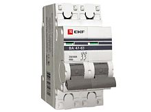 Модульный автоматический выключатель ВА 47-63 PROxima 2 полюса, 6А, х-ка D | код. mcb4763-2-06D-pro | EKF 