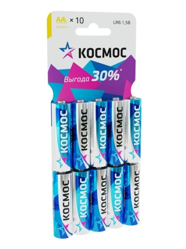 Элемент питания алкалиновый LR6 10хBL КОСМОС KOCLR610BL
