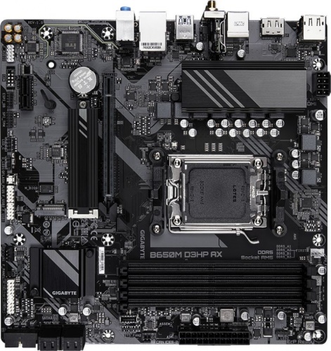 Материнская плата Gigabyte B650M D3HP AX SocketAM5 AMD B650 4xDDR5 mATX AC`97 8ch(7.1) 2.5Gg RAID+HDMI+DP | код 2001037 | GIGABYTE