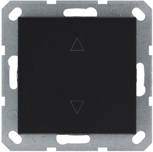 Выключатель одноклавишный для штор 10A 250V~ с накладкой, цвет черный матовый (soft touch) | код G3018PB | Jasmart