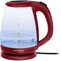 Чайник электрический Hyundai HYK-G1002 1.7л. 2200Вт бордовый корпус: стекло/пластик | код 1180722 | HYUNDAI