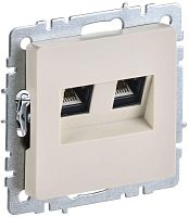 BRITE Розетка компьютерная двойная RJ45 кат.5E РК10-2-БрКр бежевый | код BR-K20-1-K10 | IEK