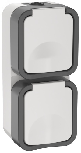 Розетка 2-местная вертикальная TORS 16А IP55 белый | код TS-R26-16-55-V-K41 | IEK