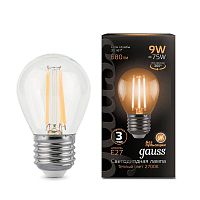 Лампа светодиодная филаментная Black Filament 9Вт шар 2700К E27 | Код. 105802109 | Gauss