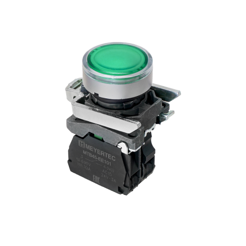 Кнопка зеленая с подсветкой, 1NO, 220V AC/DC, IP65, металл MTB4-BW33713 | код 137160 | MEYERTEC