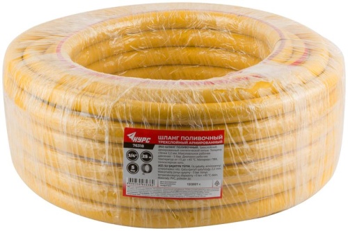 Шланг поливочный трехслойный армированный, желтый 3/4''x2.2 ммx25 м | код 76318 | FIT фото 3