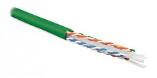 Кабель витая пара U/UTP категория 6 4 пары (23 AWG) одножильный (solid) с разделителем LSZH нг(С)-HF зеленый, Hyperline UUTP4-C6-S23-IN-LSZH-GN-100 (100 м) | код 273522 | Hyperline