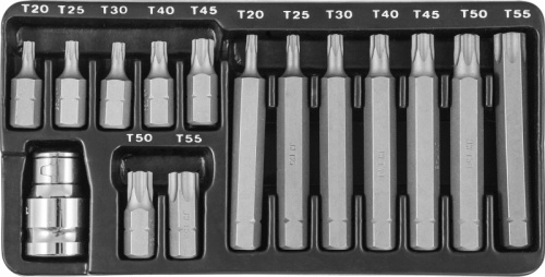 S29H4215S Набор вставок-бит 10 мм DR TORX® с переходниками, 15 предметов | код S29H4215S | JONNESWAY