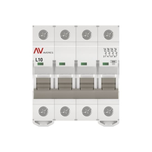 Выключатель автоматический AV-10 4P 10A (L) 10kA EKF AVERES | код mcb10-4-10L-av | EKF фото 4