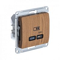 GLOSSA USB РОЗЕТКА тип-C 65Вт высокоскор.заряд. QC, PD, механизм, ДЕРЕВО ДУБ | код GSL000527 | Systeme Electric