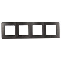 Рамка для розеток и выключателей Серия 12 12-5104-12 на 4 поста, Сатин, графит | код Б0052535 | ЭРА