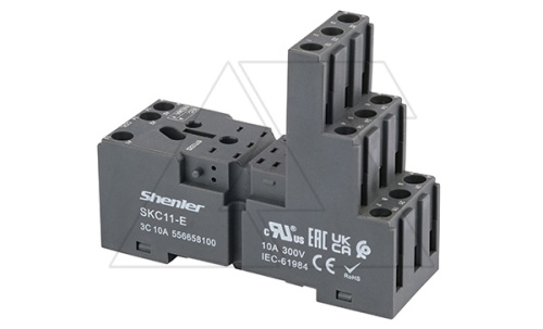 Цоколь SKC11-E, 10A(300V), винтовой зажим, черный, на рейку DIN35/панель, для R3N | код SKC11-E | Shenler