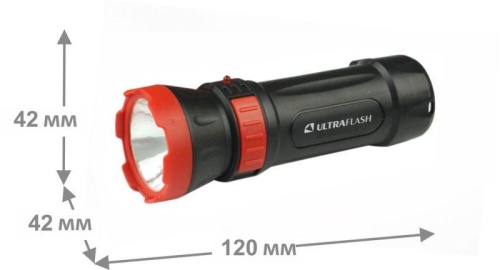 Фонарь аккумуляторный LED3849 1 LED 2 режима 220В аккум. SLA пластик черн. Ultraflash 14931 фото 3