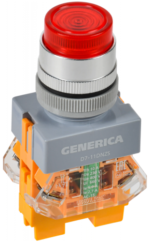 Кнопка D7-11DNZS d=22мм 1з+1р с подсв. и фикс. кр. GENERICA | код BBT50-11DNZS-3-11-K04-G | GENERICA by IEK