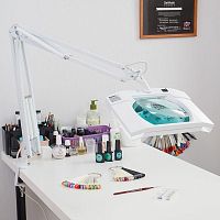 Лупа на струбцине, квадрат 3D подсветка, белая | код 31-0101 | REXANT