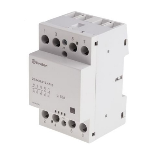 Модульный контактор, 3NO+1NC 63А (зеркальные контакты EN 60947-4-1), контакты AgSnO2, катушка 120В АС/DC, ширина 53.5мм, степень защиты IP20, опции: мех.индикатор | код 226401204717 | FINDER